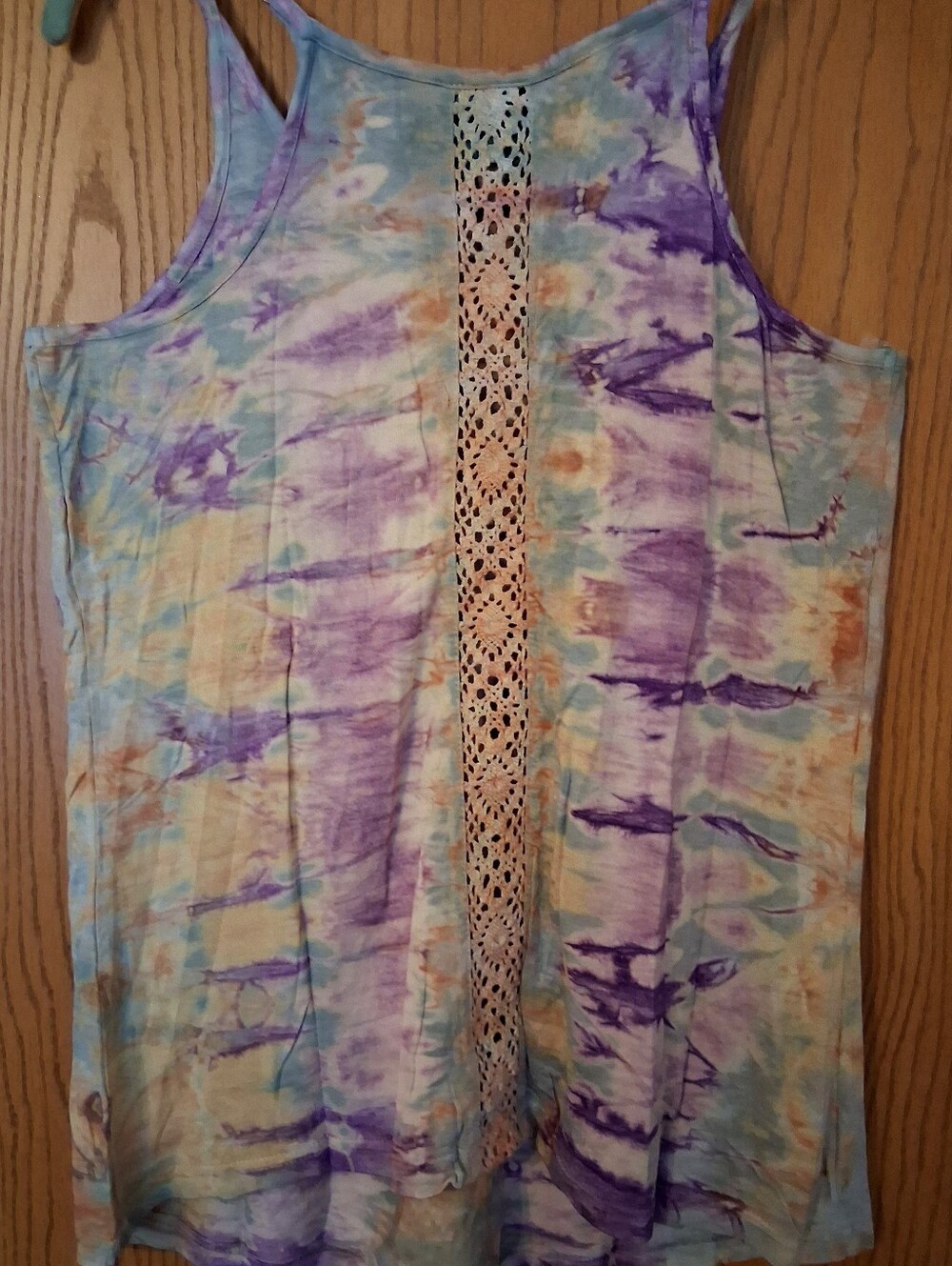 JadedGypsy Tie-Dye Lace Yoke Tank Top in Purple & Blue Sz S - Picture 5 of 7